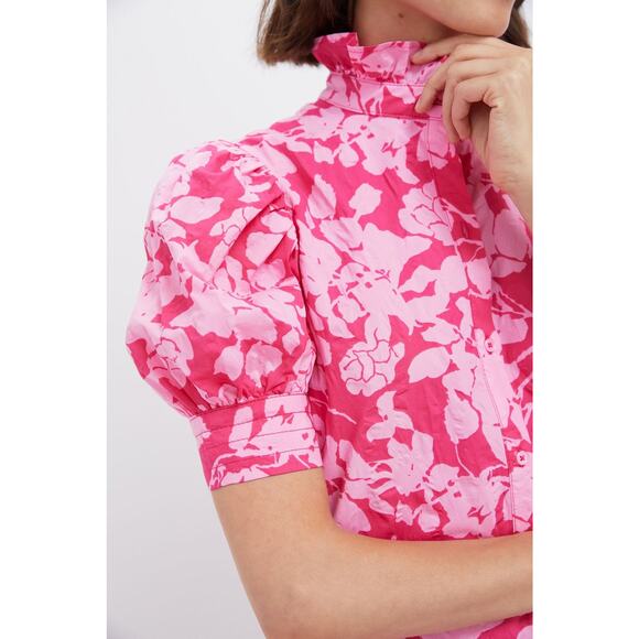 HYACINTH HOUSE Pink Textured Floral Ruffle Collar Louisa Maxi Dress Size XS NWT - Picture 5 of 8